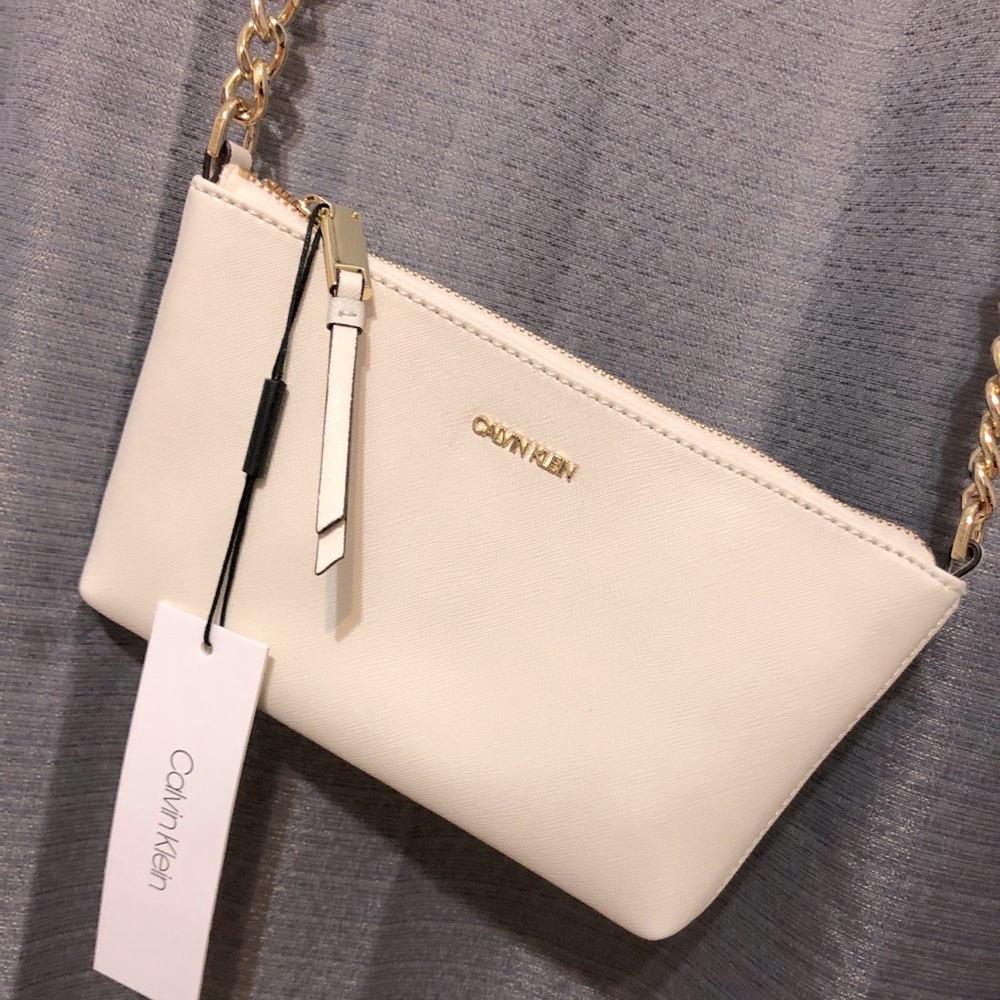 Calvin Klein Saffiano Leather Chainlink Crossbody